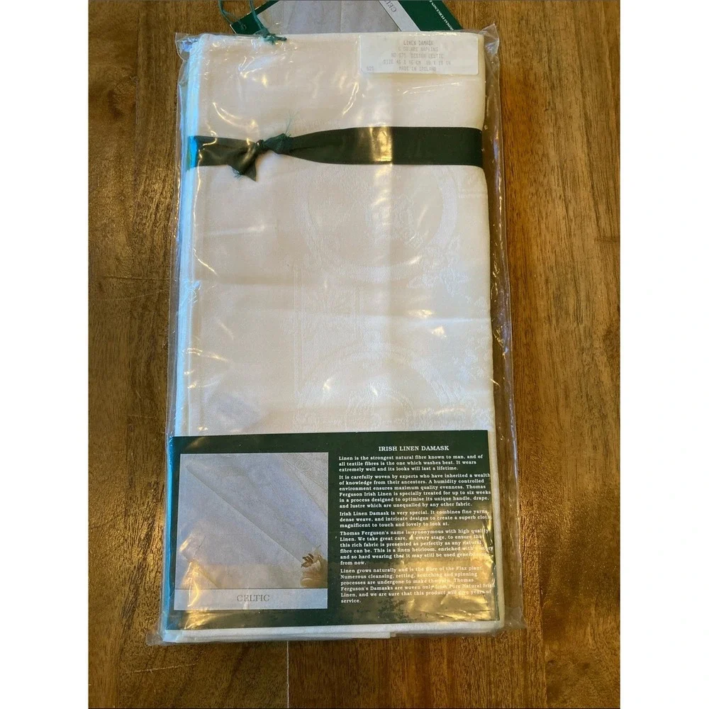 New Irish Linen Damask White Square Table Napkins Set of 6‎ Celtic 18x18
